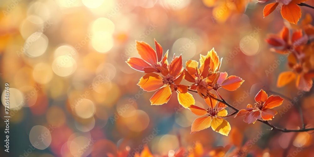 Autumn leaves transform into delicate blossoms retro bokeh style . Autumn leaves transform into delicate blossoms retro bokeh style .
