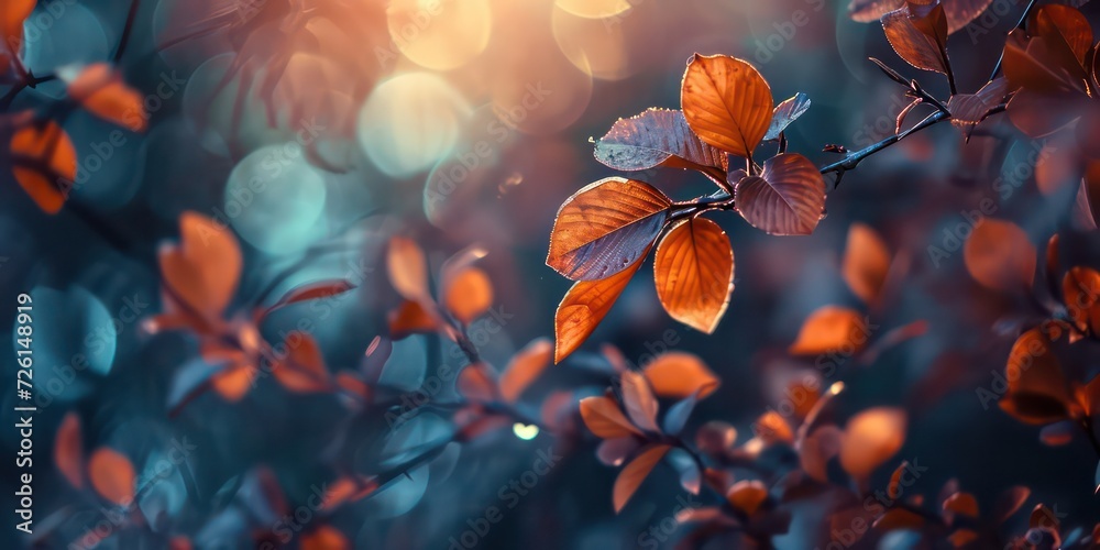 Autumn leaves transform into delicate blossoms retro bokeh style . Autumn leaves transform into delicate blossoms retro bokeh style .