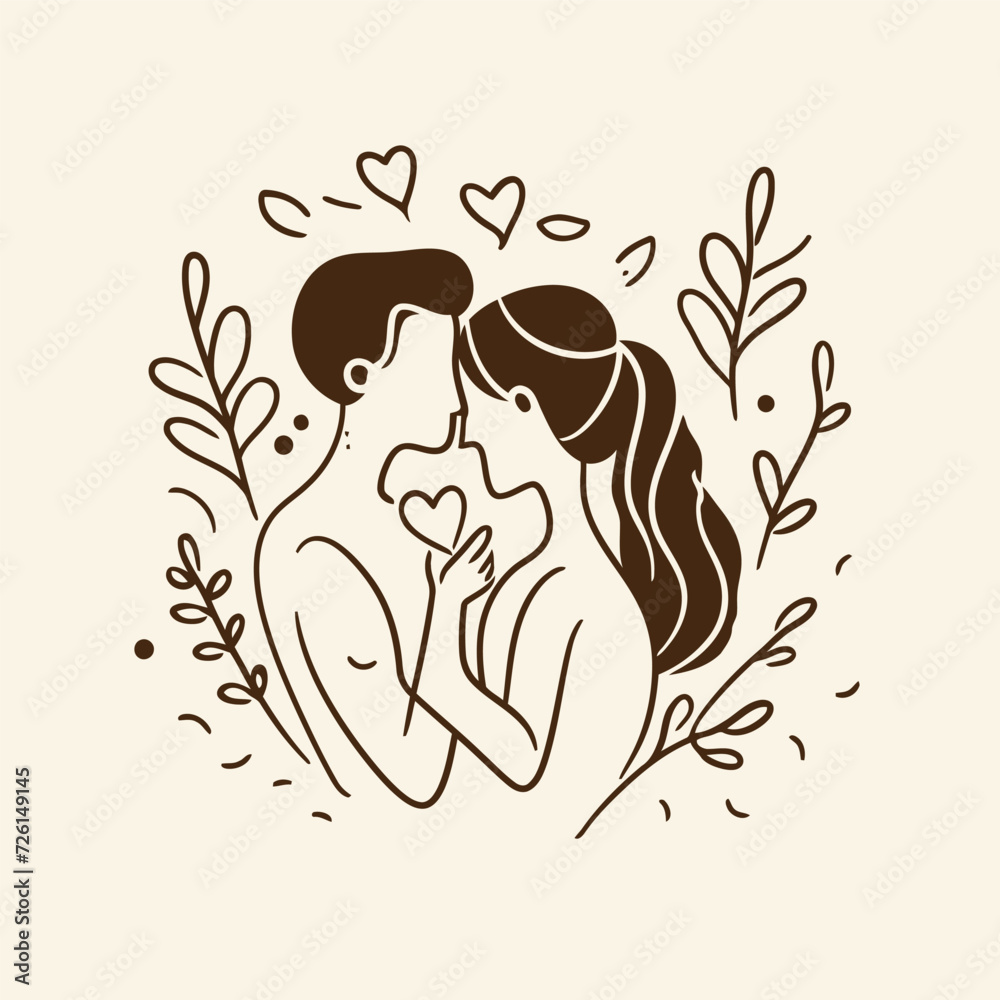 Outline graphic of love couple isolated background symbol