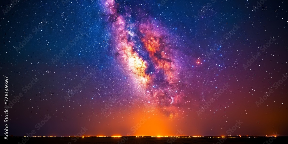 Captivating Milky Way Eruption over Horizon at Night
