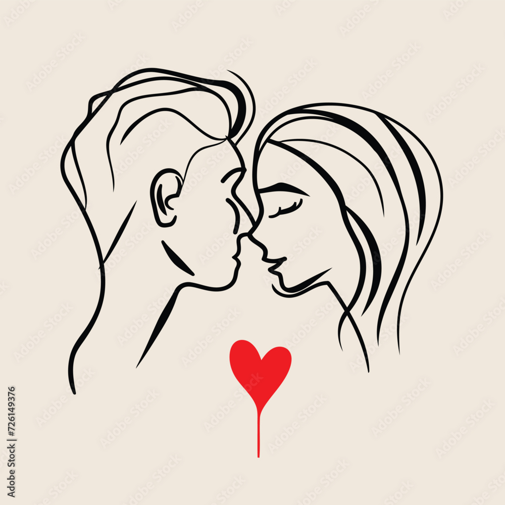 Outline graphic of love couple isolated background symbol