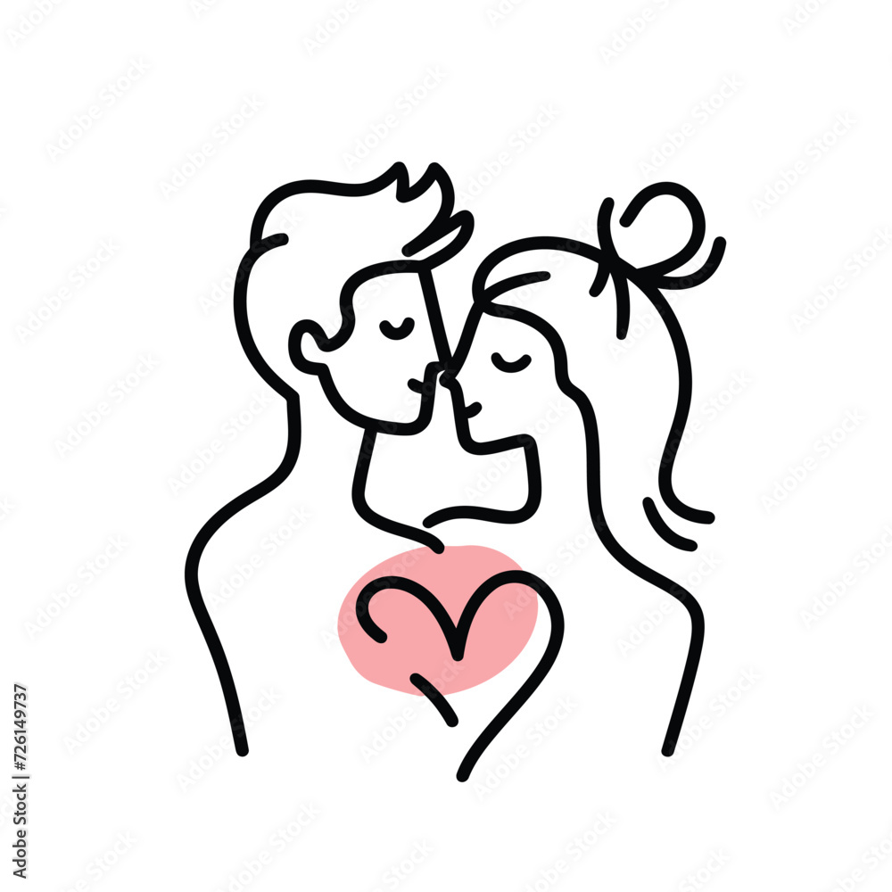 Outline graphic of love couple isolated background symbol