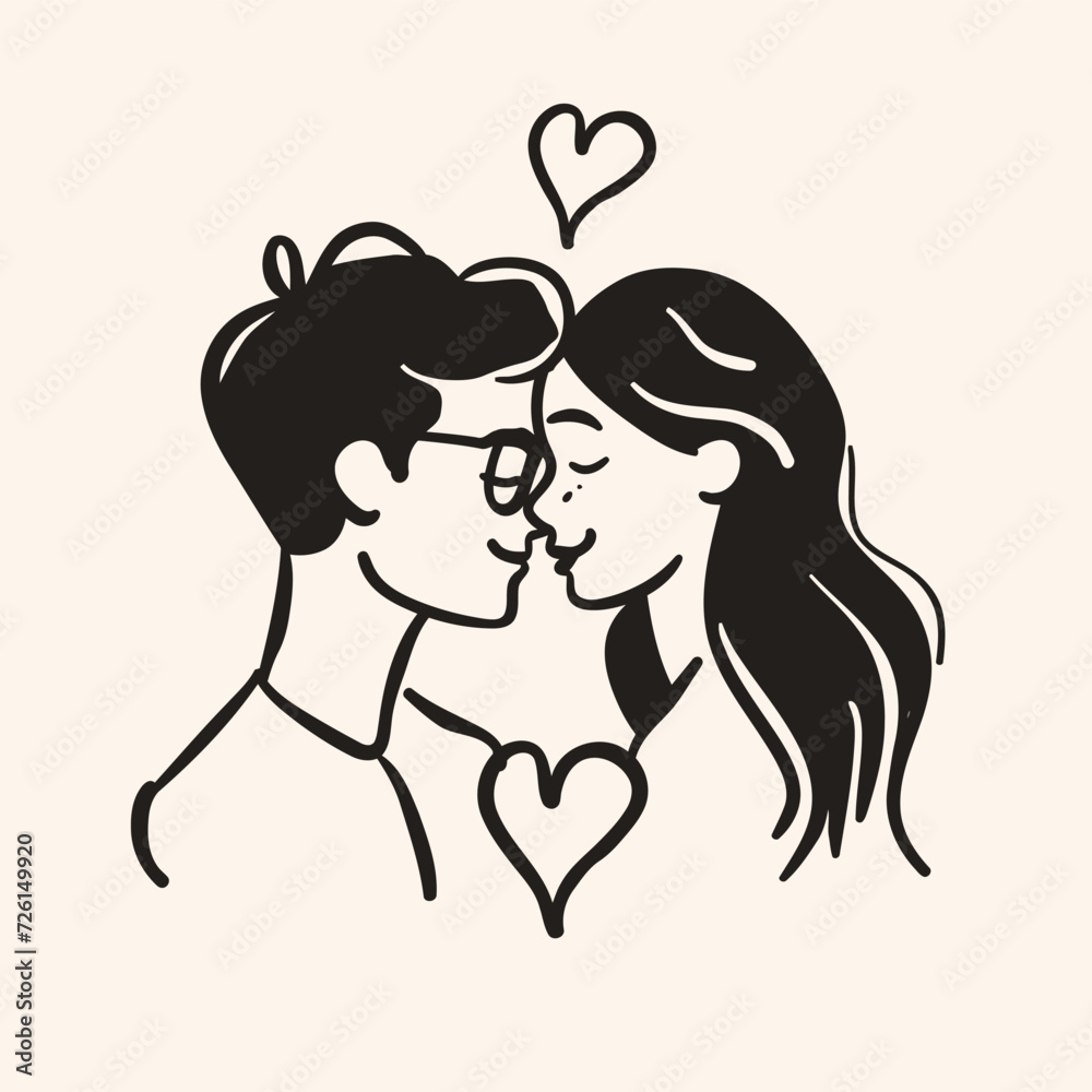 Outline graphic of love couple isolated background symbol