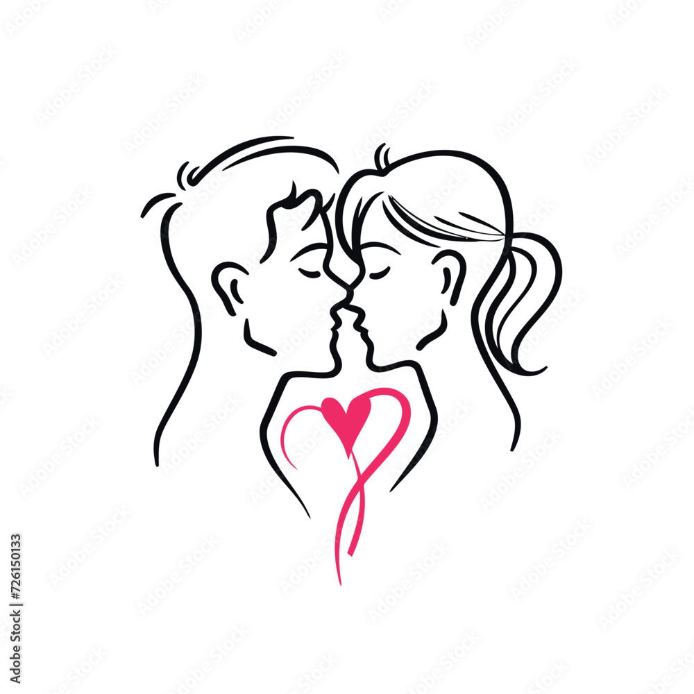 Outline graphic of love couple isolated background symbol