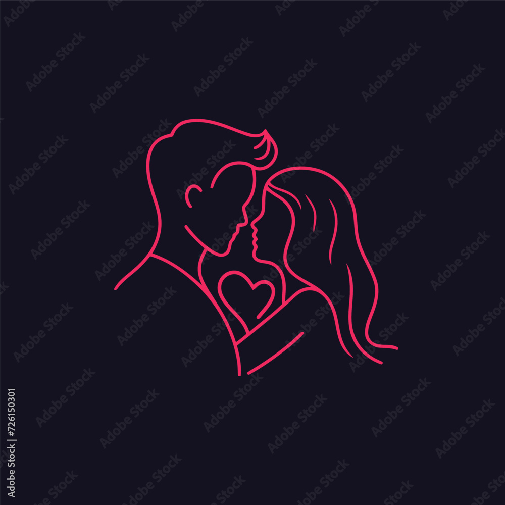 Outline graphic of love couple isolated background symbol