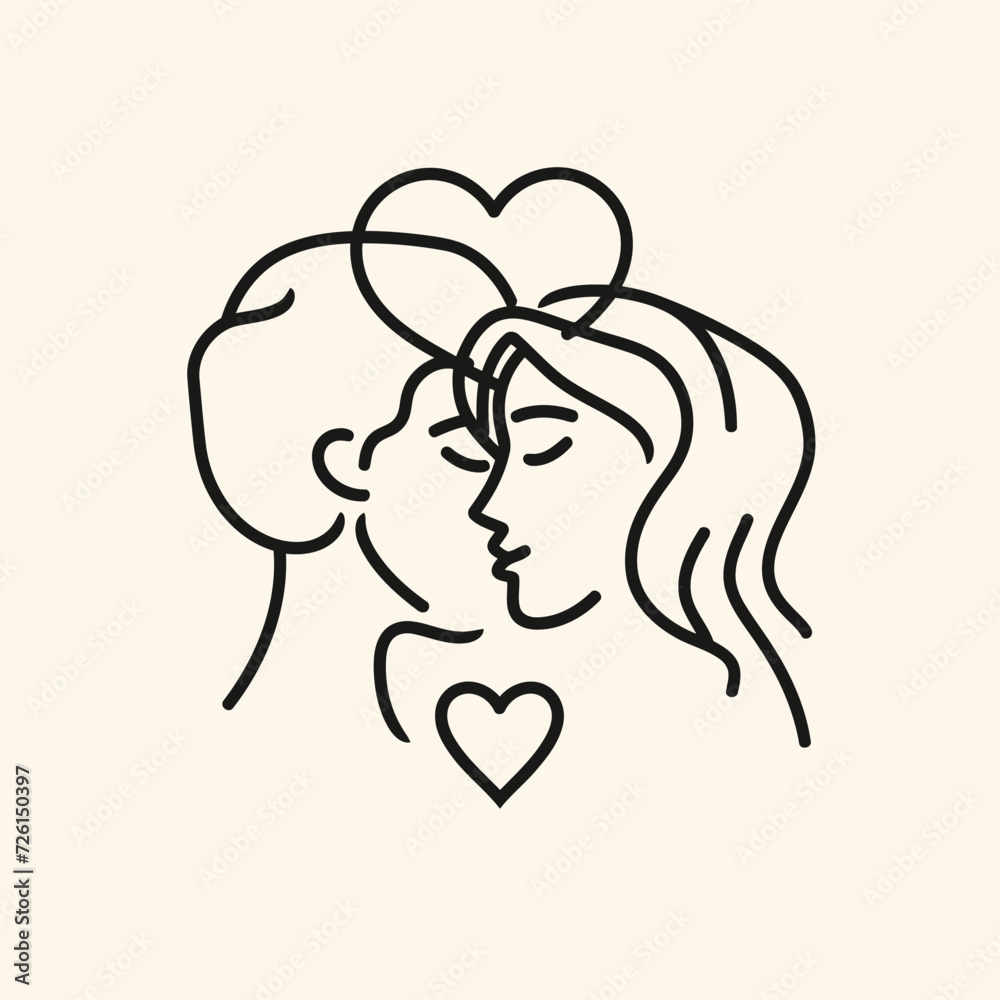 Outline graphic of love couple isolated background symbol