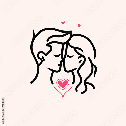 Outline graphic of love couple isolated background symbol