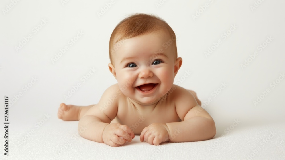 Smiling cute baby girl full body lying down on the floor. Smiling cute baby girl full body lying down on the floor.