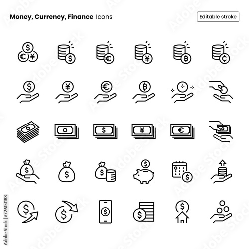 Money, Currency, Finance Icon Set