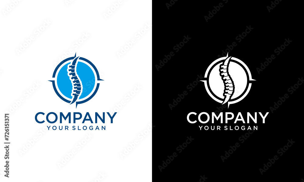 Creative Chiropractic Concept with compass Logo Design Template Creative Chiropractic Concept with compass Logo Design Template