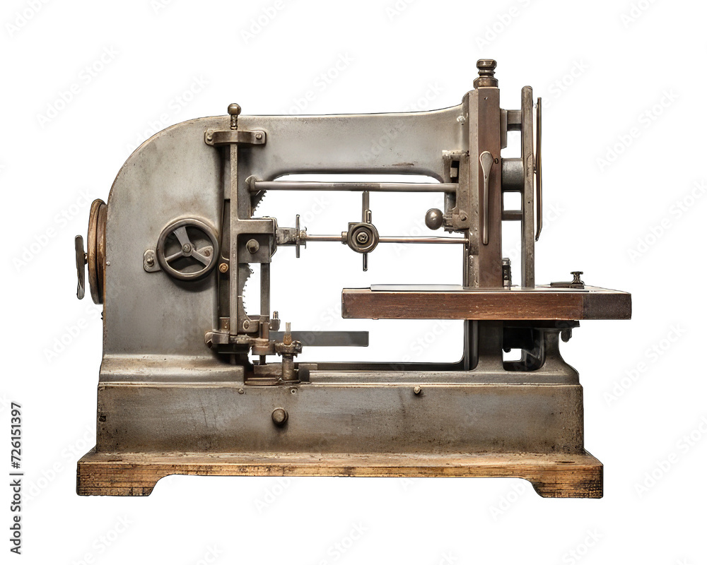 Antique sewing machine isolated on white png transparent background