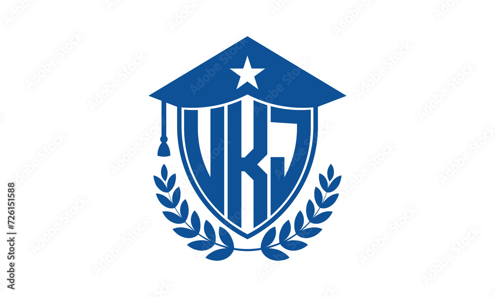 UKJ three letter iconic academic logo design vector template. monogram, abstract, school, college, university, graduation cap symbol logo, shield, model, institute, educational, coaching canter, tech UKJ three letter iconic academic logo design vector template. monogram, abstract, school, college, university, graduation cap symbol logo, shield, model, institute, educational, coaching canter, tech