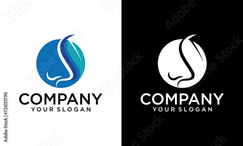 Creative health medical nature Nose with circle logo. Otolaryngology logotype design template.