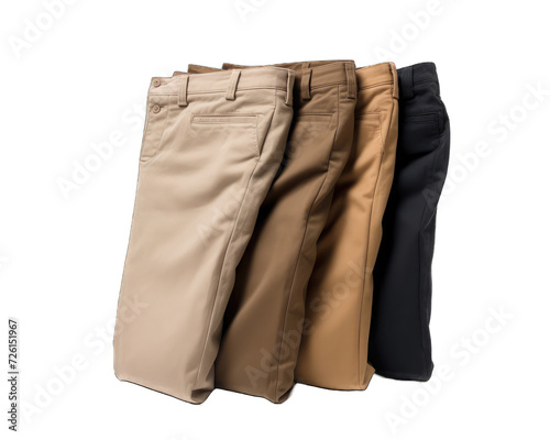A photo of a men clothing Khaki pants isolated on white png transparent background