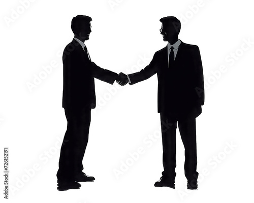 Handshake silhouette transparent background . Business man partnership white background 