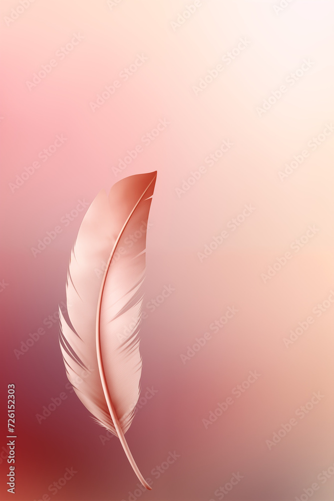 Beautiful feathers on light pink background. Generative AI. F002 Beautiful feathers on light pink background. Generative AI. F002