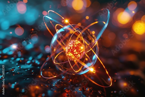 Atom nucleus nuclear explosion ray radiation science abstract. © darshika