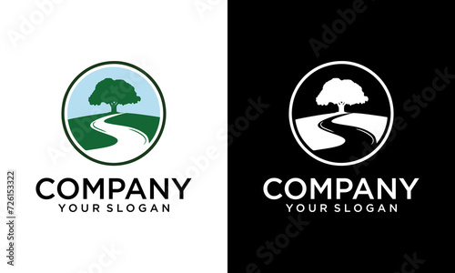 Creative olive tree logo designs with creeks or rivers symbol template. River Tree Logo Template Design Vector, Emblem, Design Concept, Creative Symbol, Icon