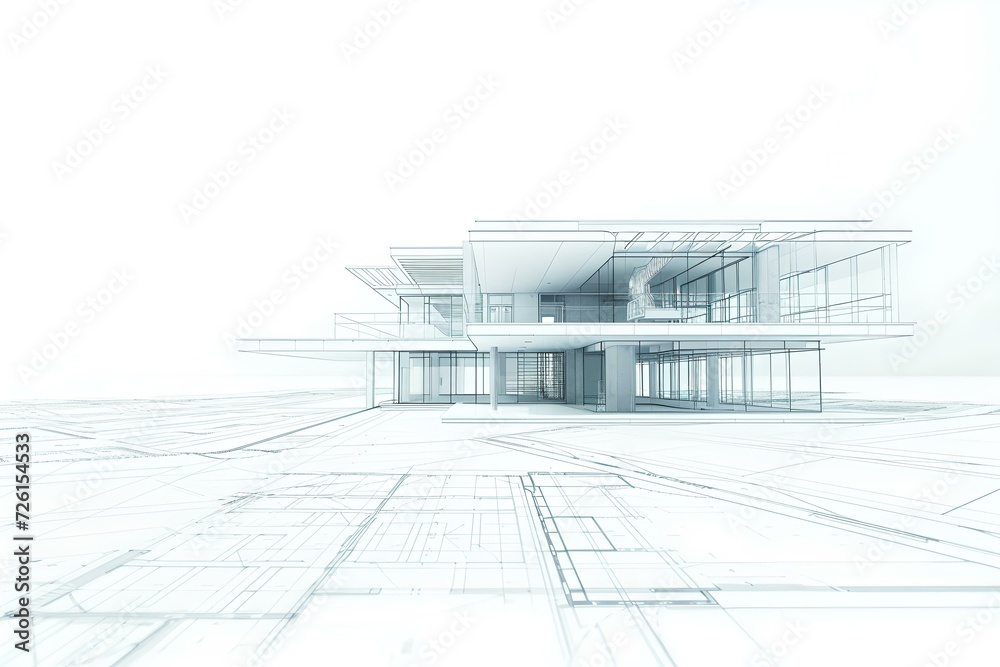 Architectural concept of a modern house in a sketch style. vision of a dream home design. AI Architectural concept of a modern house in a sketch style. vision of a dream home design. AI