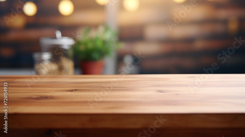 wooden table on blurred background