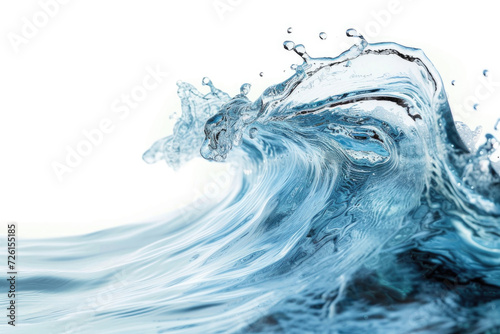 An isolated water wave on a pristine white background