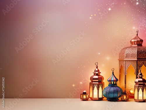 Ramadan Kareem Beautiful Islamic Lantern with copy space background