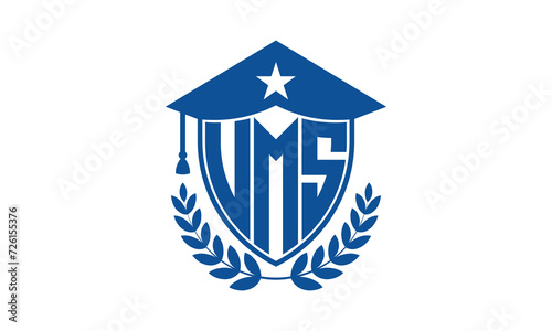 UMS three letter iconic academic logo design vector template. monogram, abstract, school, college, university, graduation cap symbol logo, shield, model, institute, educational, coaching canter, tech