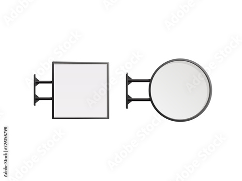 wall sign board mockup circular square advertisement banner store sign