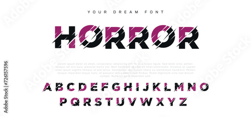 Horror creative modern urban alphabet font. Digital abstract moslem, futuristic, fashion, sport, minimal technology typography. Simple numeric vector illustration