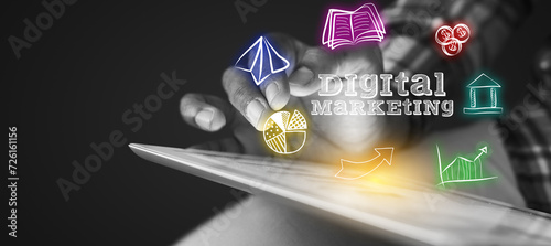 Digital Marketing, link building and online branding background