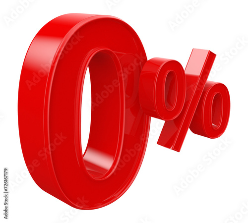 0 percent off discount number red 3d render
