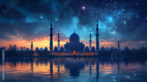 Beautyful mosque in Ramadan photo