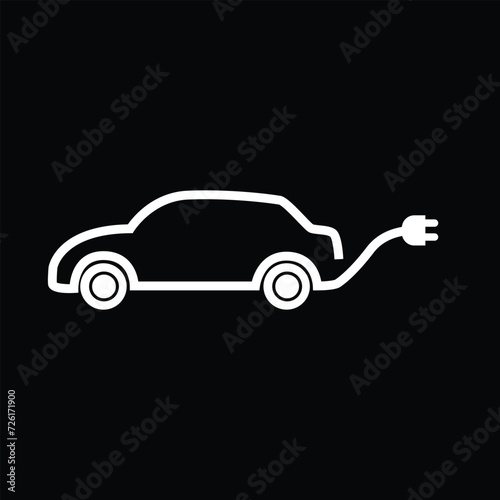 Plug in car icon on black 