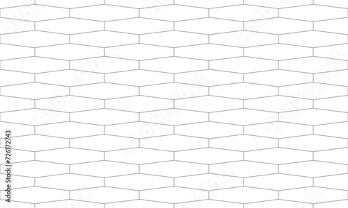 Grey outline elongated hexagon seamless pattern. Vector Repeating Texture.