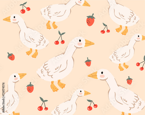 Duck and berry pattern design for templates.