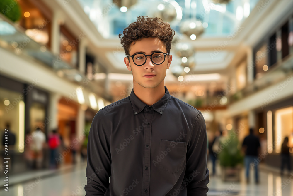 The young man is immersed in mall moments, embracing raw authenticity with avocado punk flair, multiple perspectives, and a touch of Jewish culture themes. The young man is immersed in mall moments, embracing raw authenticity with avocado punk flair, multiple perspectives, and a touch of Jewish culture themes.