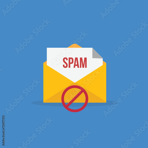 Spamming mailbox icon. Email hacking and spam warning symbol. EPS10 Vector Illustration.	