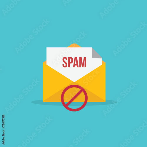 Spamming mailbox icon. Email hacking and spam warning symbol. EPS10 Vector Illustration.	