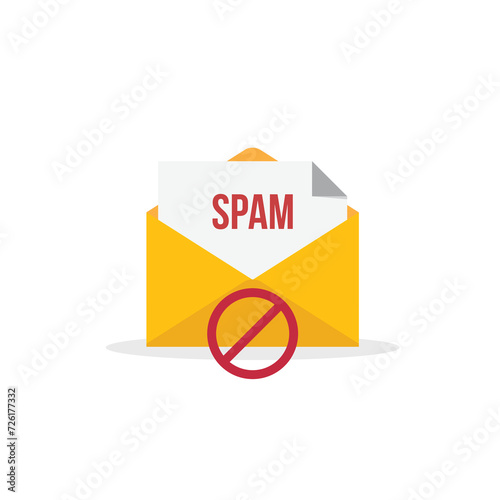 Spamming mailbox icon. Email hacking and spam warning symbol. EPS10 Vector Illustration.	