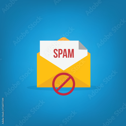 Spamming mailbox icon. Email hacking and spam warning symbol. EPS10 Vector Illustration.	