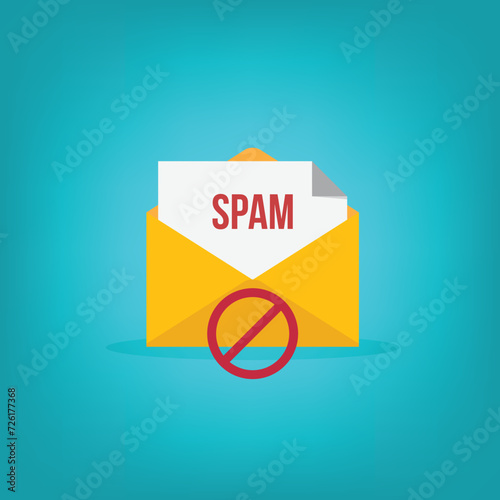 Spamming mailbox icon. Email hacking and spam warning symbol. EPS10 Vector Illustration.	