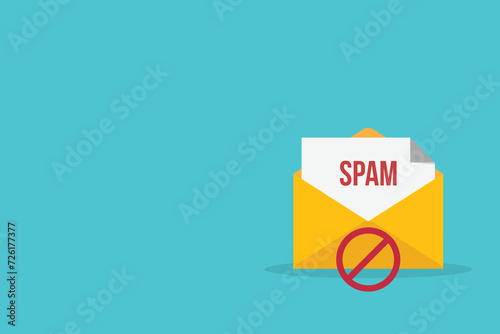Spamming mailbox icon. Email hacking and spam warning symbol. EPS10 Vector Illustration.	