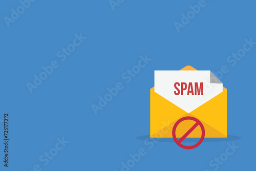 Spamming mailbox icon. Email hacking and spam warning symbol. EPS10 Vector Illustration.	
