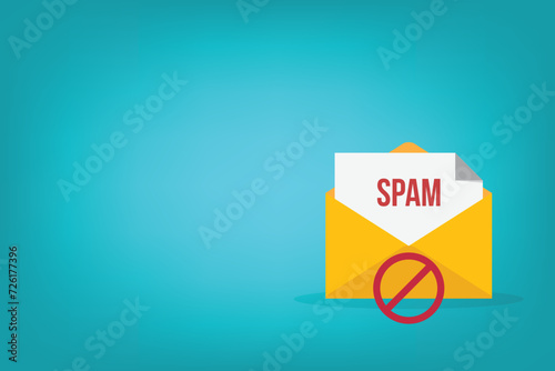 Spamming mailbox icon. Email hacking and spam warning symbol. EPS10 Vector Illustration.	