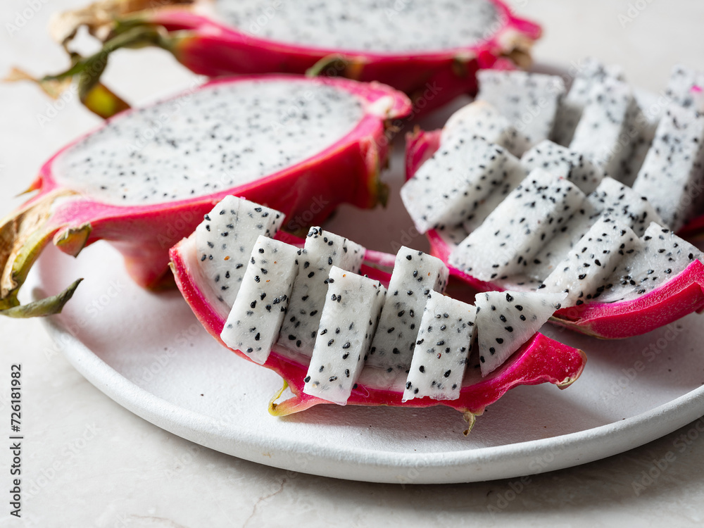 dragon fruit on plate dragon fruit on plate