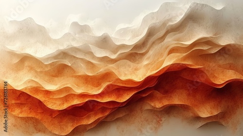 Abstract background with layers of mountains in orange colors. illustration. - Generative AI