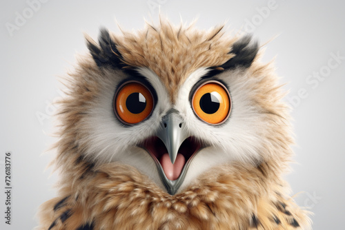 Wallpaper Mural Eurasian Eagle-Owl on a white background. Adorable 3D cartoon animal portrait Torontodigital.ca