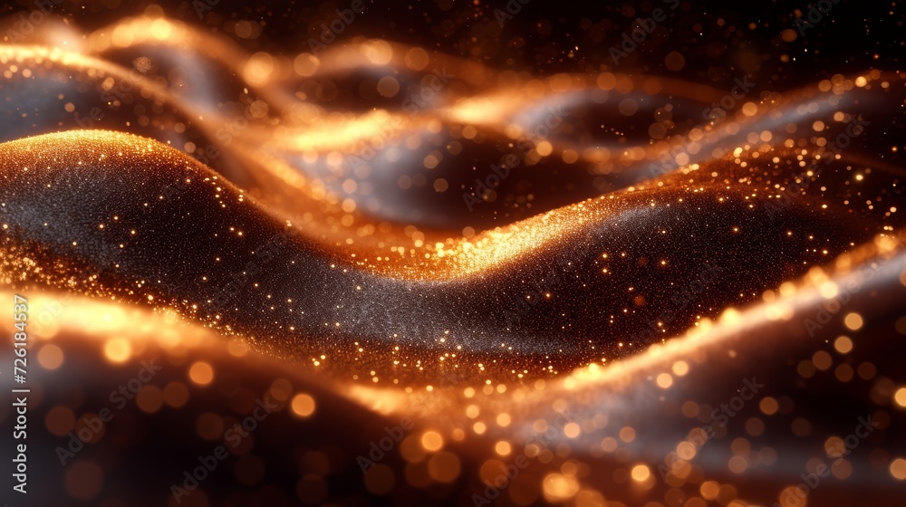 Naklejka premium Abstract golden background with particles. 3d rendering, 3d illustration. - Generative AI