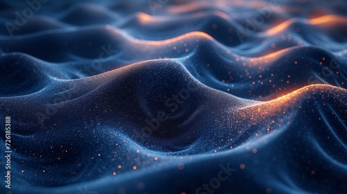 3D rendering of abstract digital particles. Futuristic wave with depth of field and bokeh. - Generative AI © AlexandraRooss