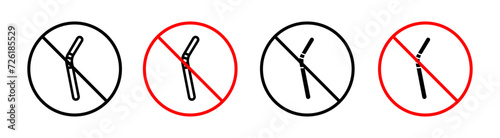 Stop Using the Plastic Straw Vector Line Icon Illustration. photo